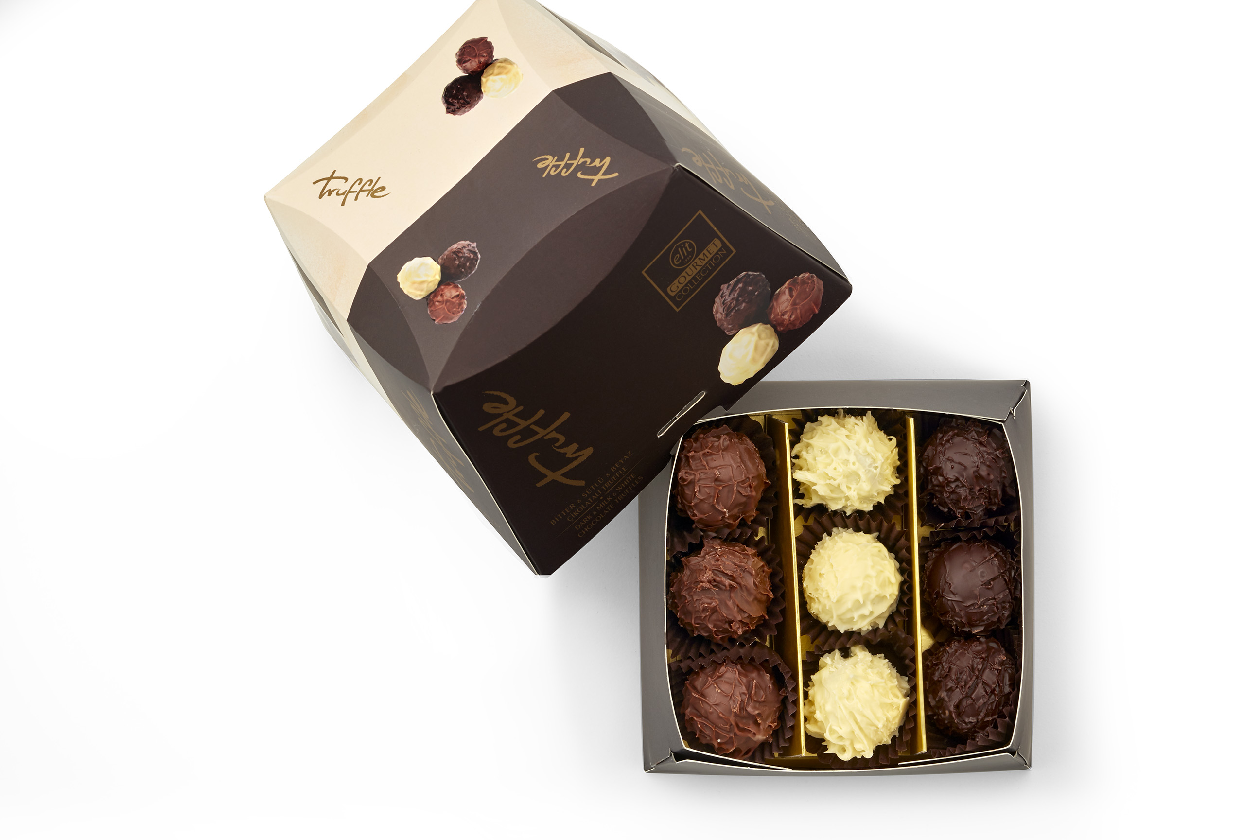 91005061 Коллекция «Gourmet». «Truffle» Трюфели (фундучное пралине в темном,белом ,молочном шоколаде), 135гр "Elit 1924" 91005061 Коллекция «Gourmet». «Truffle» Трюфели (фундучное пралине в темном,белом ,молочном шоколаде), 135гр "Elit 1924"