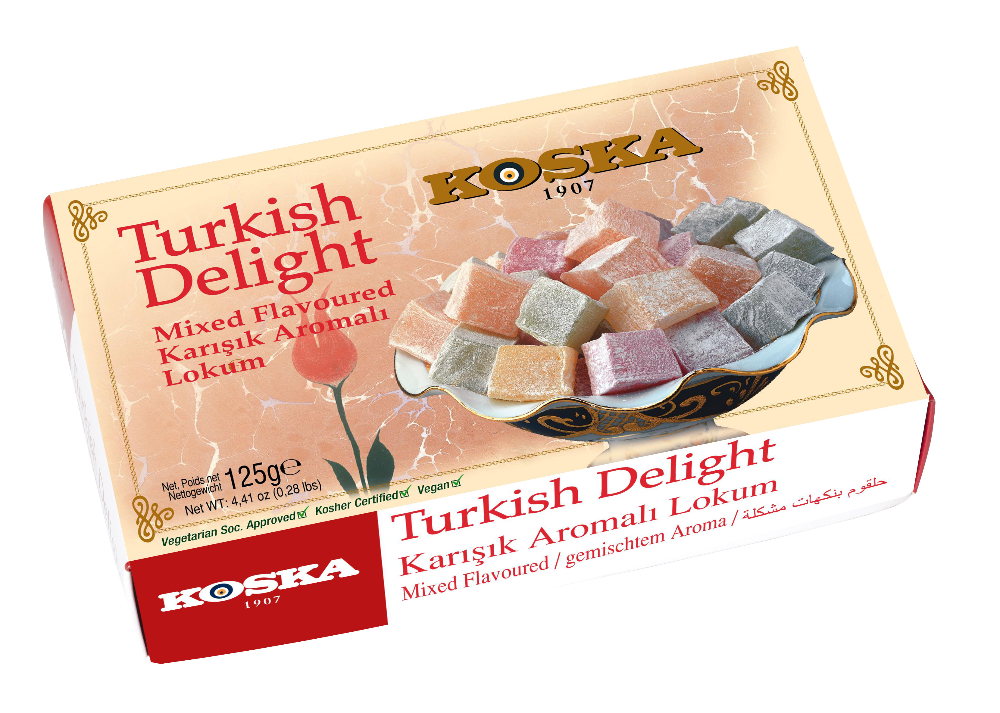 13868 Рахат-лукум ассорти вкусов, 125гр,"КOSKA" 13868 Рахат-лукум ассорти вкусов, 125гр,"КOSKA"