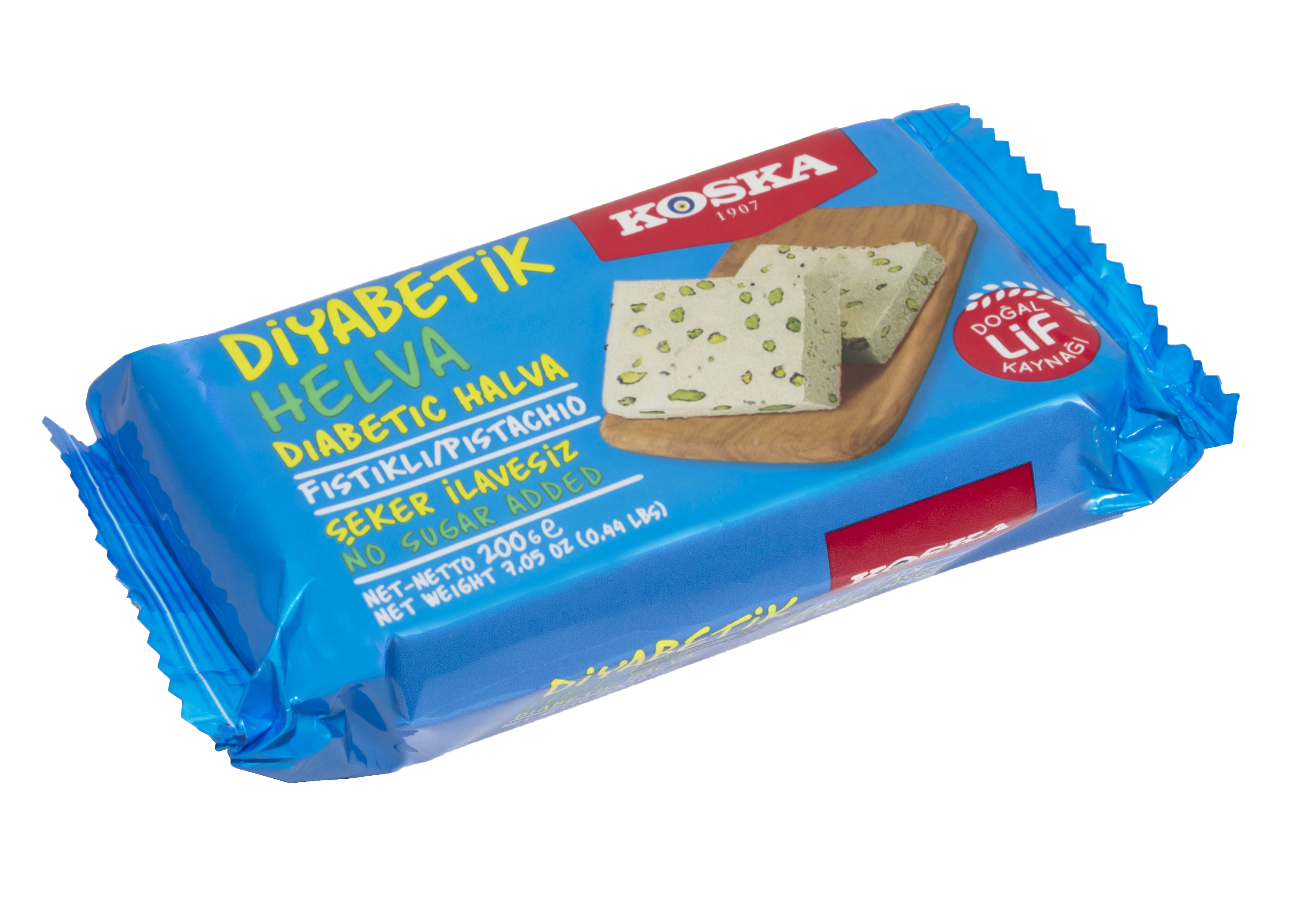 14145 Кунжутная халва без сахара с фисташками, 200гр,"KOSKA" 14145 Кунжутная халва без сахара с фисташками, 200гр,"KOSKA"