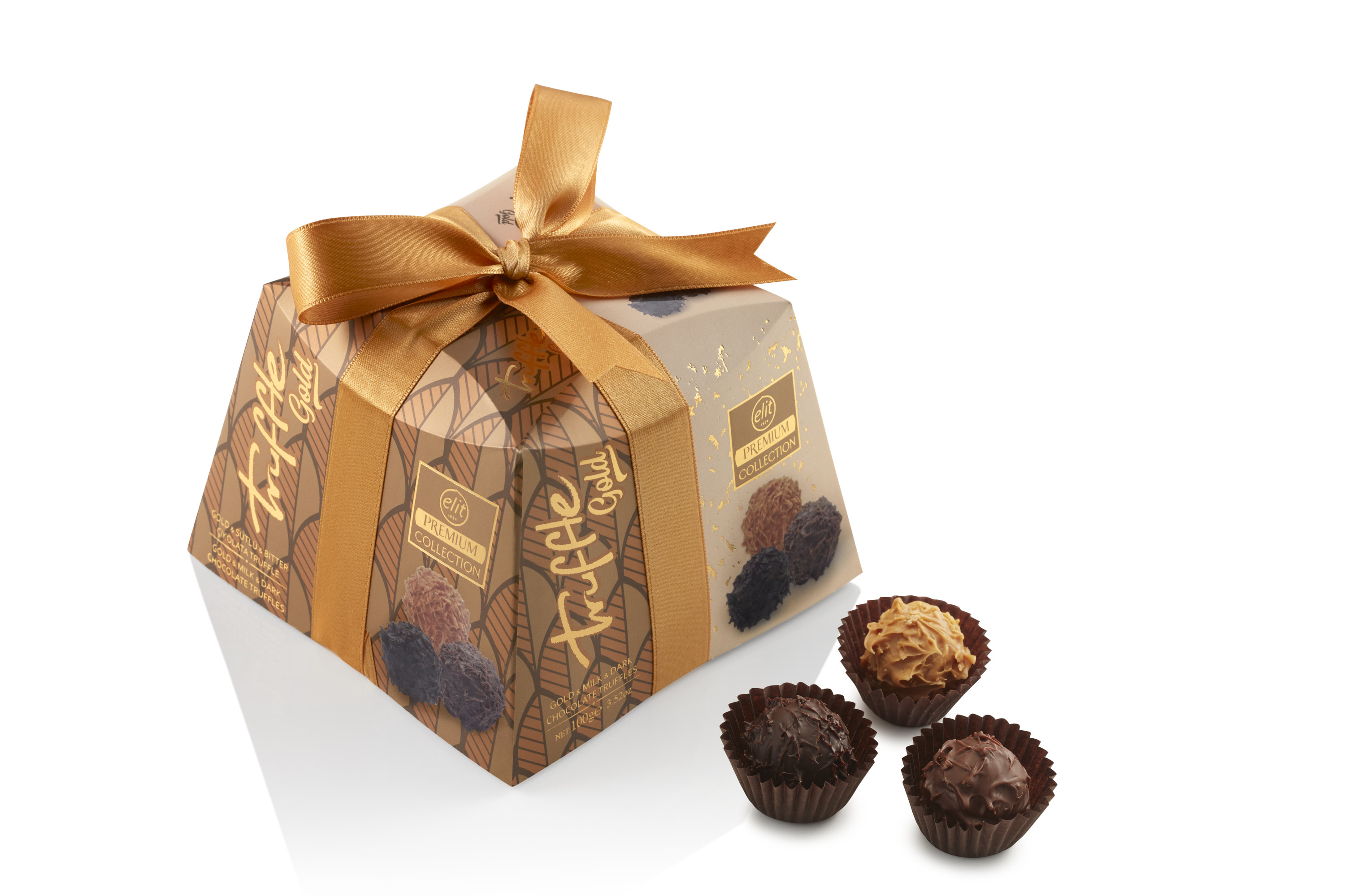 91007597 «Premium Collection» «Truffle Gold» Трюфели из золотого,молочного и темного шоколада, 100 гр. "Elit 1924"